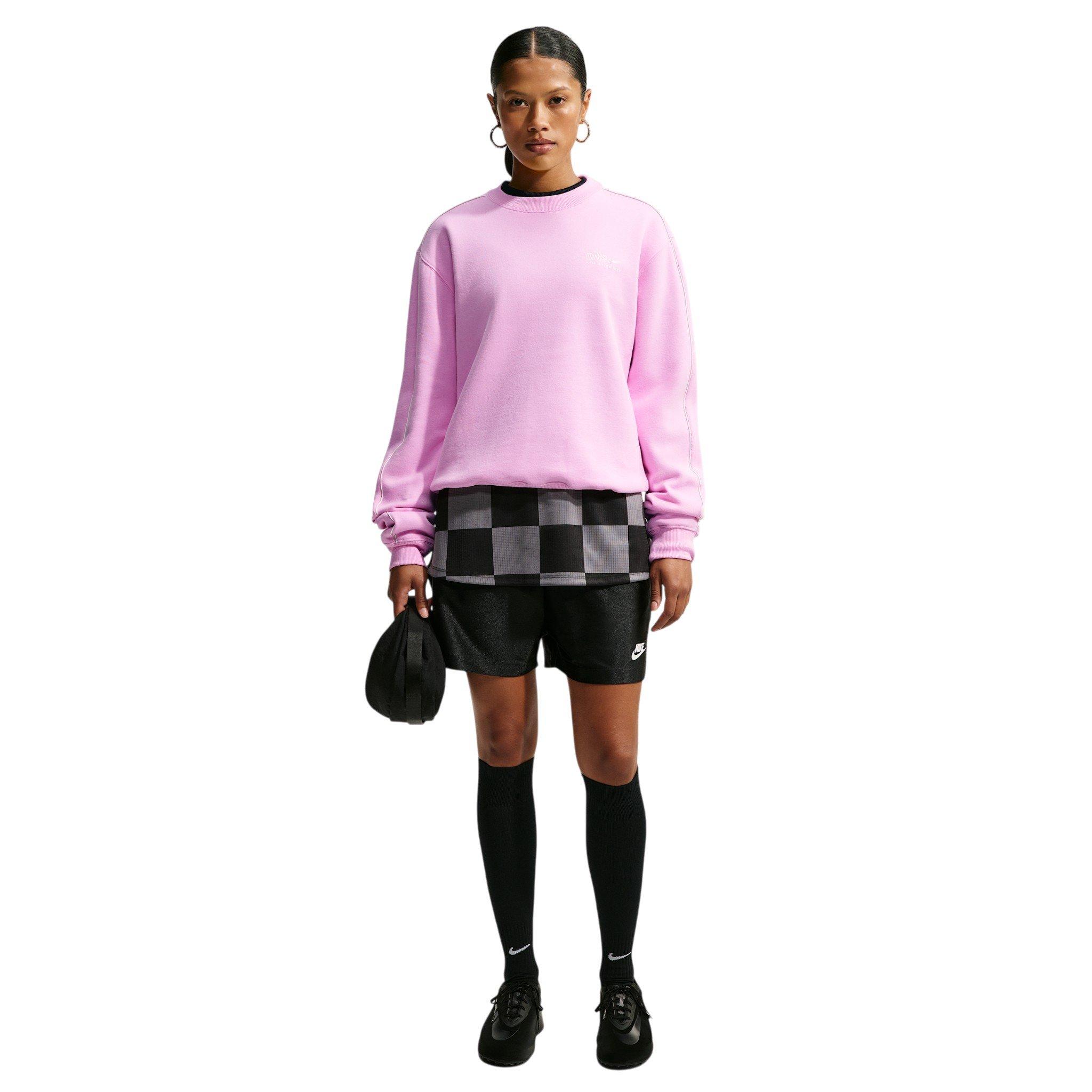 Nike Women's Studio Fleece Med Weight "Graphic Pack" "Athletic Dept" Crew - Pink - PINK